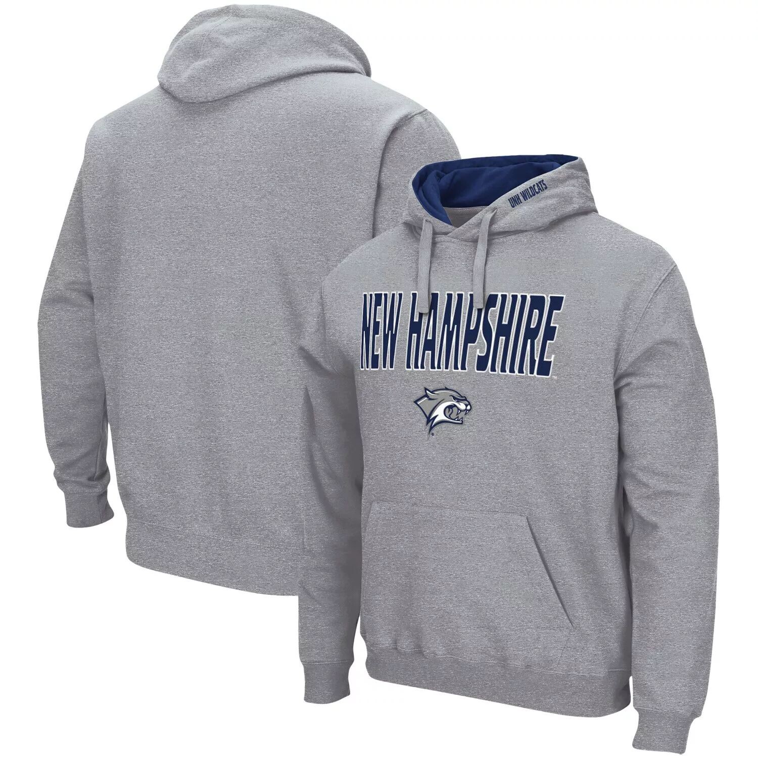

Мужской серый пуловер с капюшоном New Hampshire Wildcats Arch и Logo Colosseum