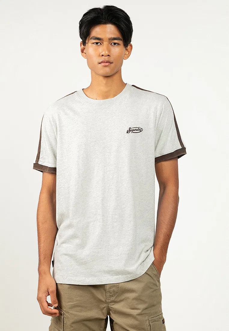 Футболка с логотипом и ретро-полосками, Essential, короткий рукав Superdry, серый