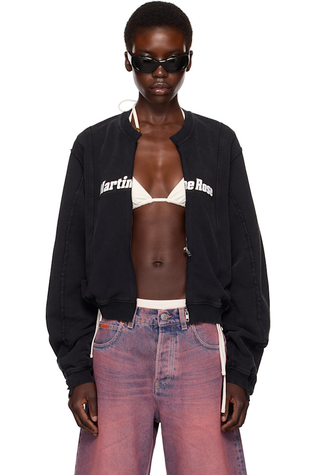 

эксклюзивная черная укороченная куртка-косуха Ssense Martine Rose, мультиколор