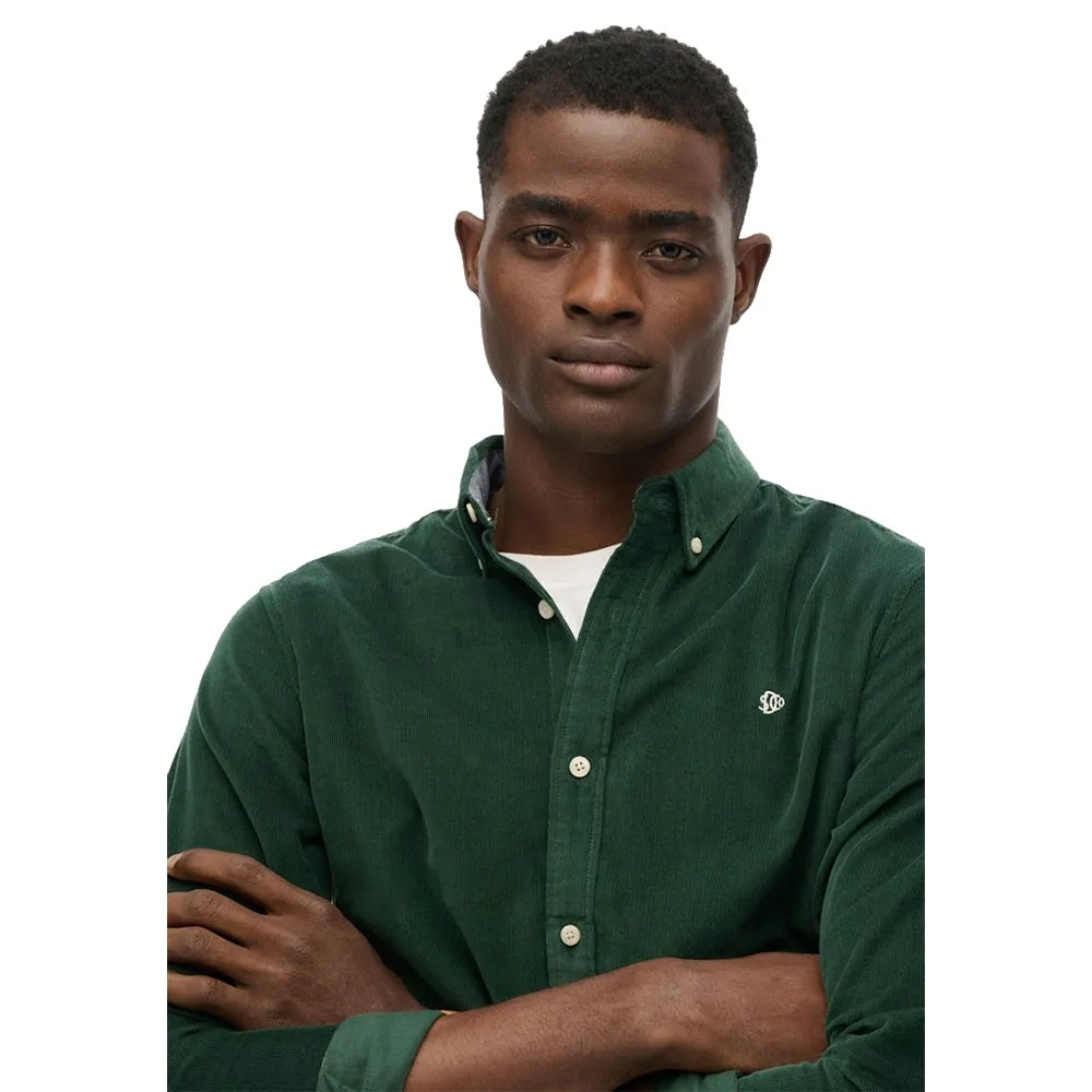 Рубашка с длинным рукавом Superdry Classic Needle Cord, зеленый — фото 4