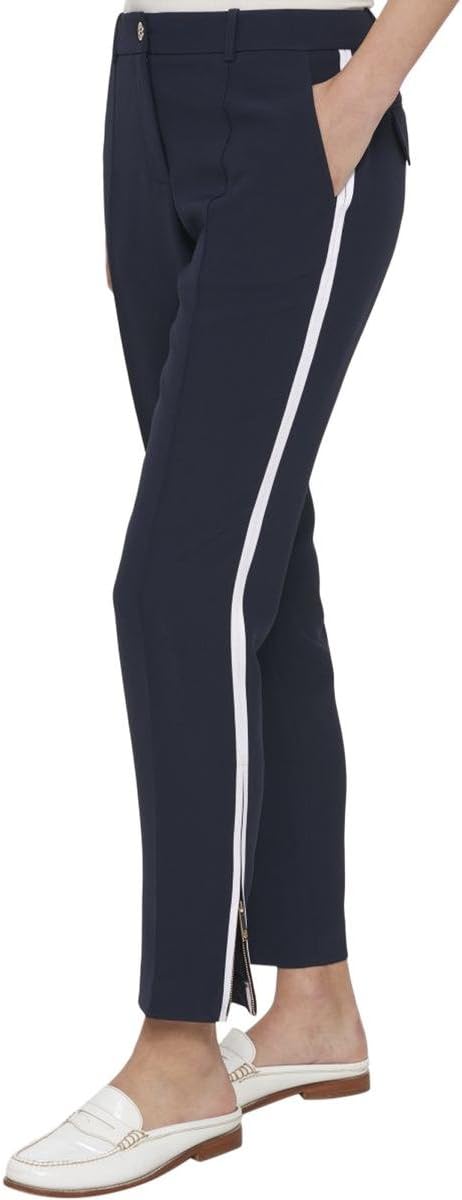 

Женские укороченные брюки Tommy Hilfiger с контрастной отделкой и складками, Navy