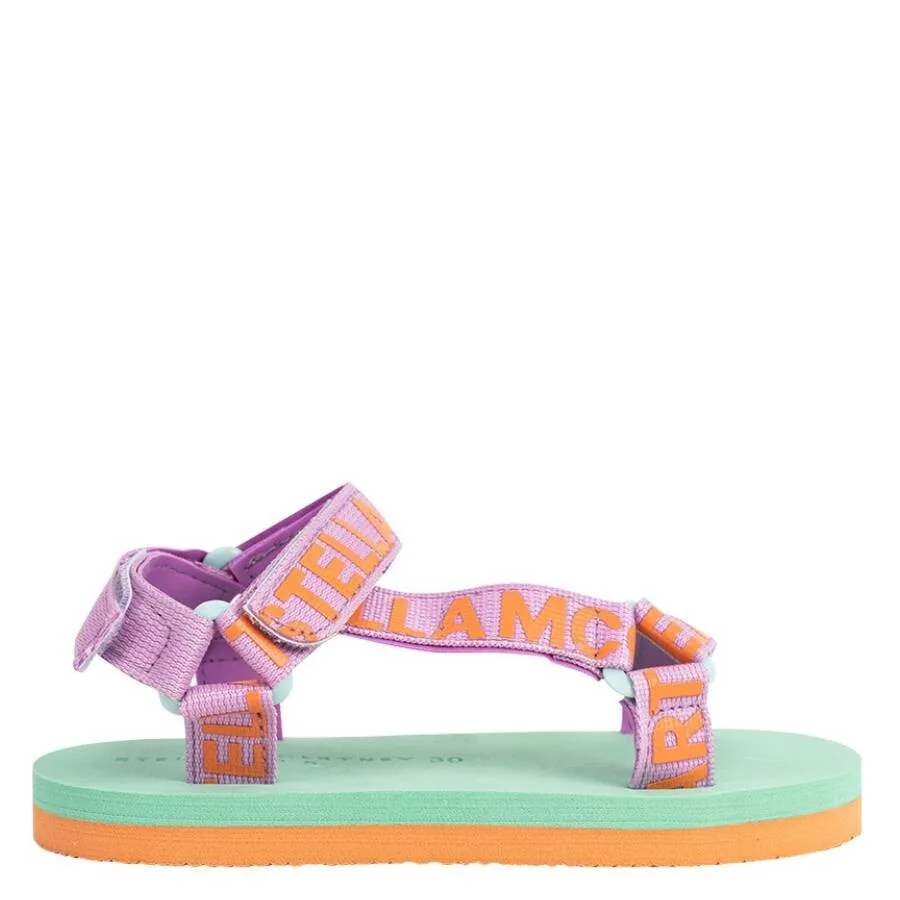 Сандалии Stella McCartney Kids с логотипом на ленте, сиреневый