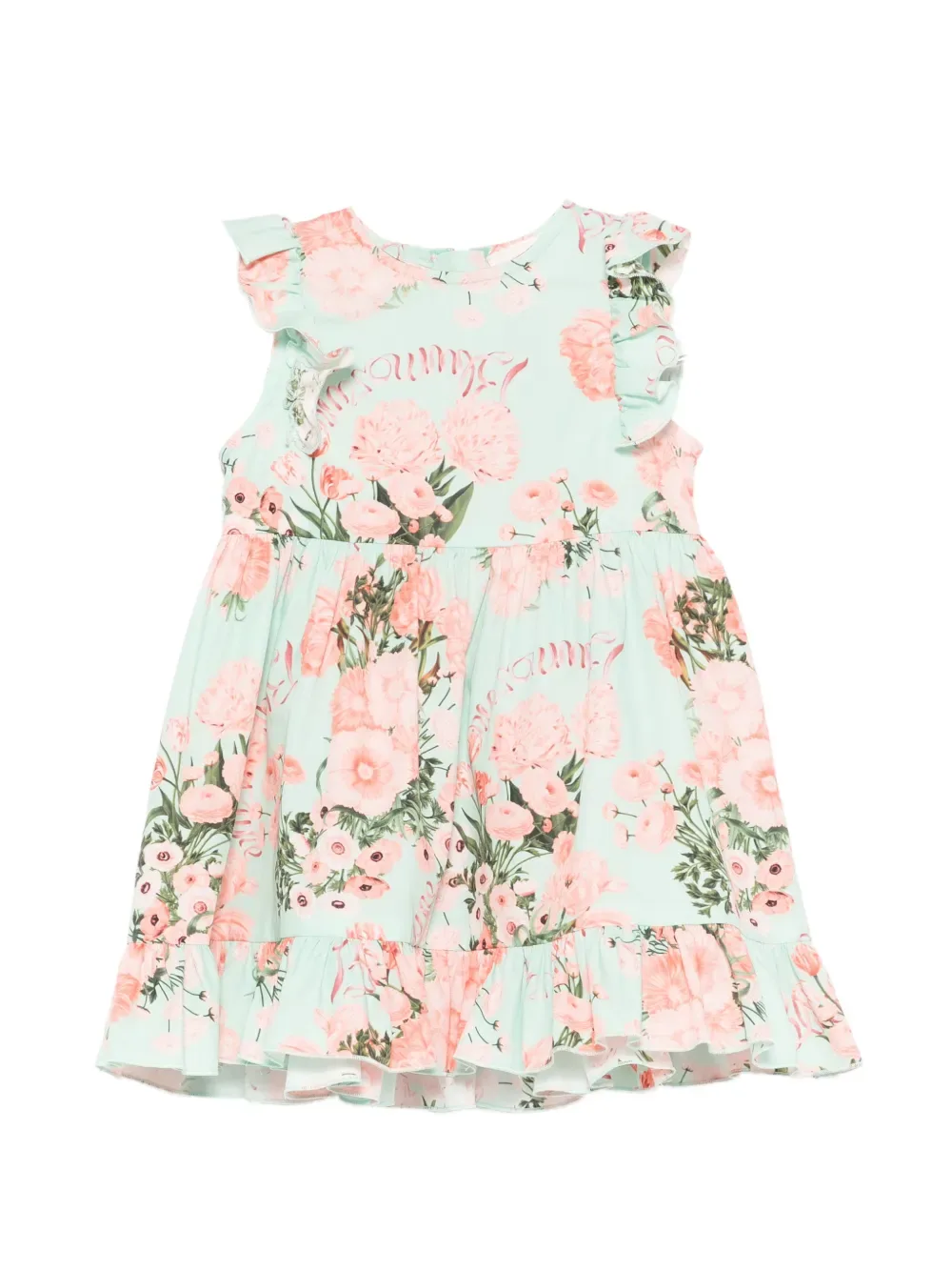 Платье с оборками и цветочным принтом Miss Blumarine, зеленый