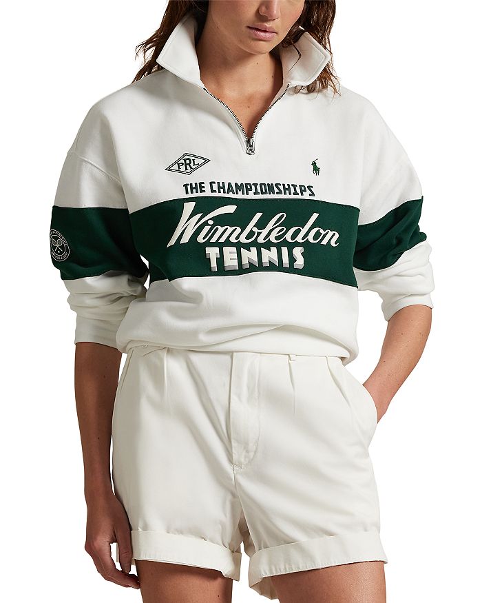 

Унисекс флисовая толстовка свободного кроя Wimbledon Polo Ralph Lauren, белый
