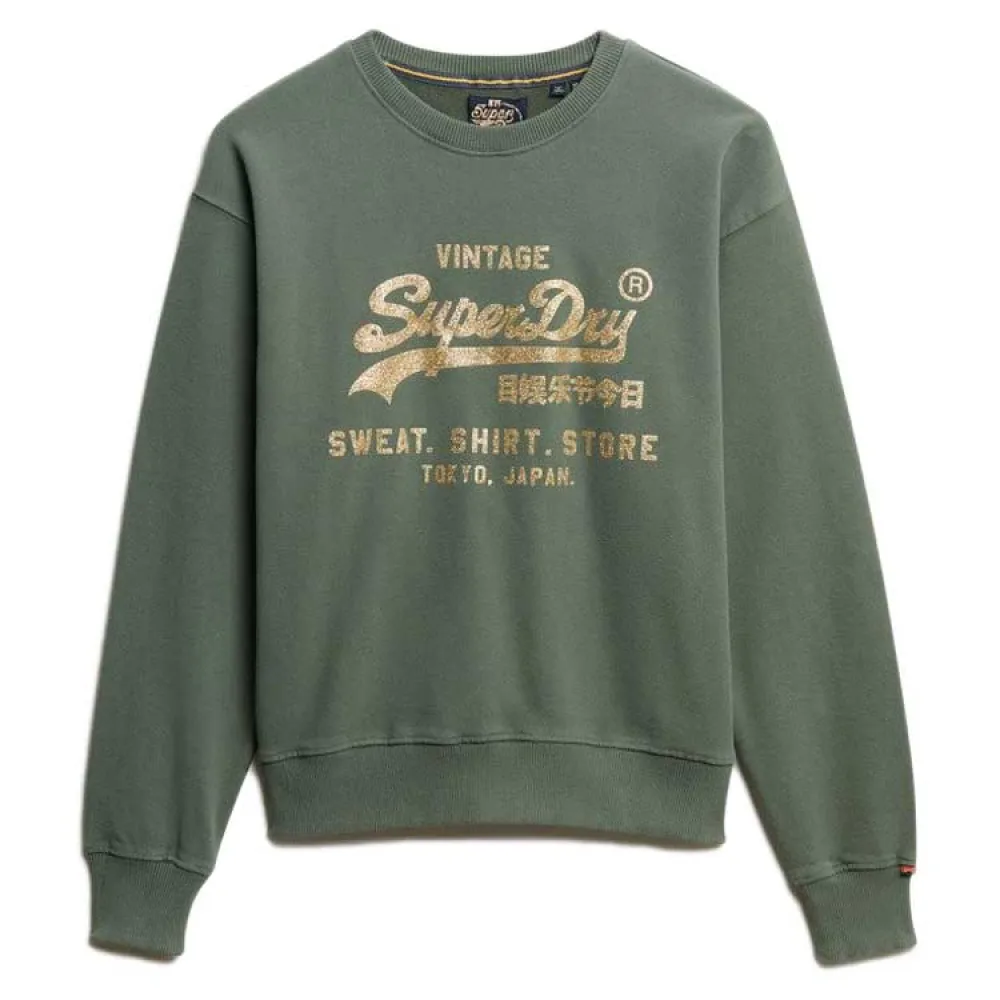 

Толстовка Superdry Embellished Vl Loose Fit, зеленый