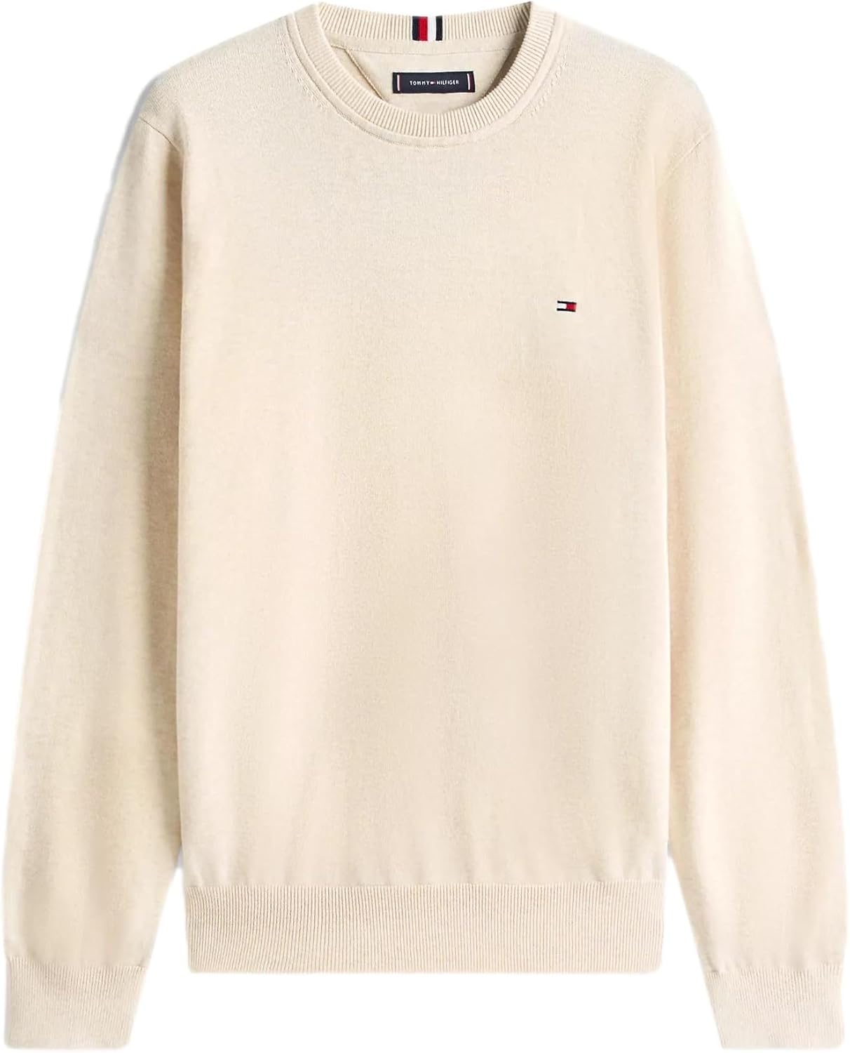 

Мужской фирменный однотонный свитер с круглым вырезом TOMMY HILFIGER из коллекции 2025 года, Beige Heather