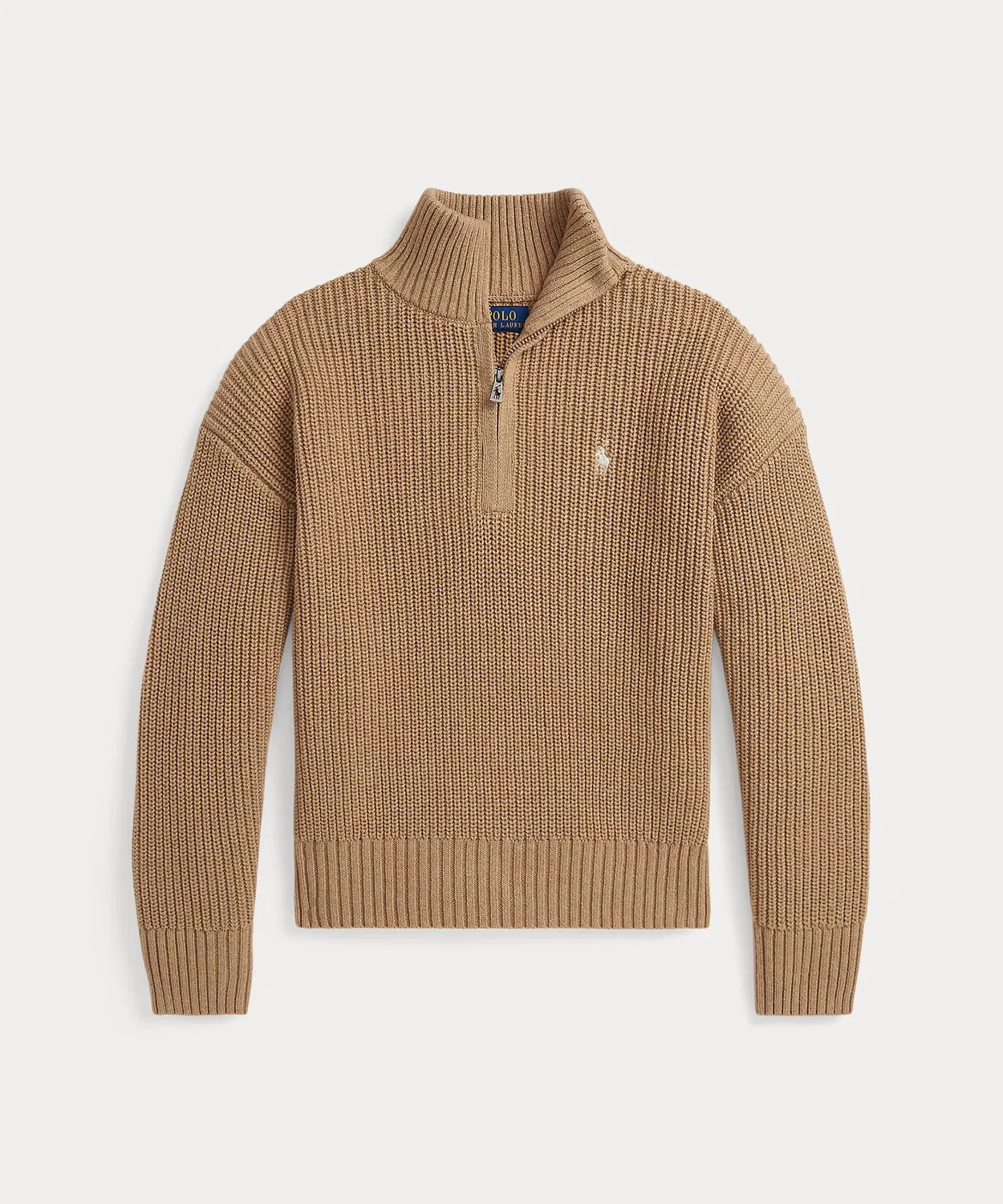 Свитер полузамок из хлопка Ralph Lauren коричневый