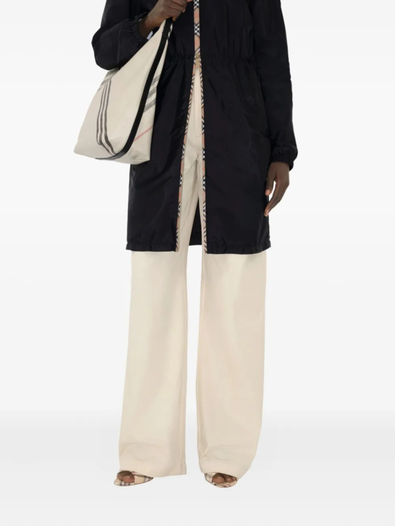 Пальто Burberry, винтажное, клетчатая отделка, черный — фото 2