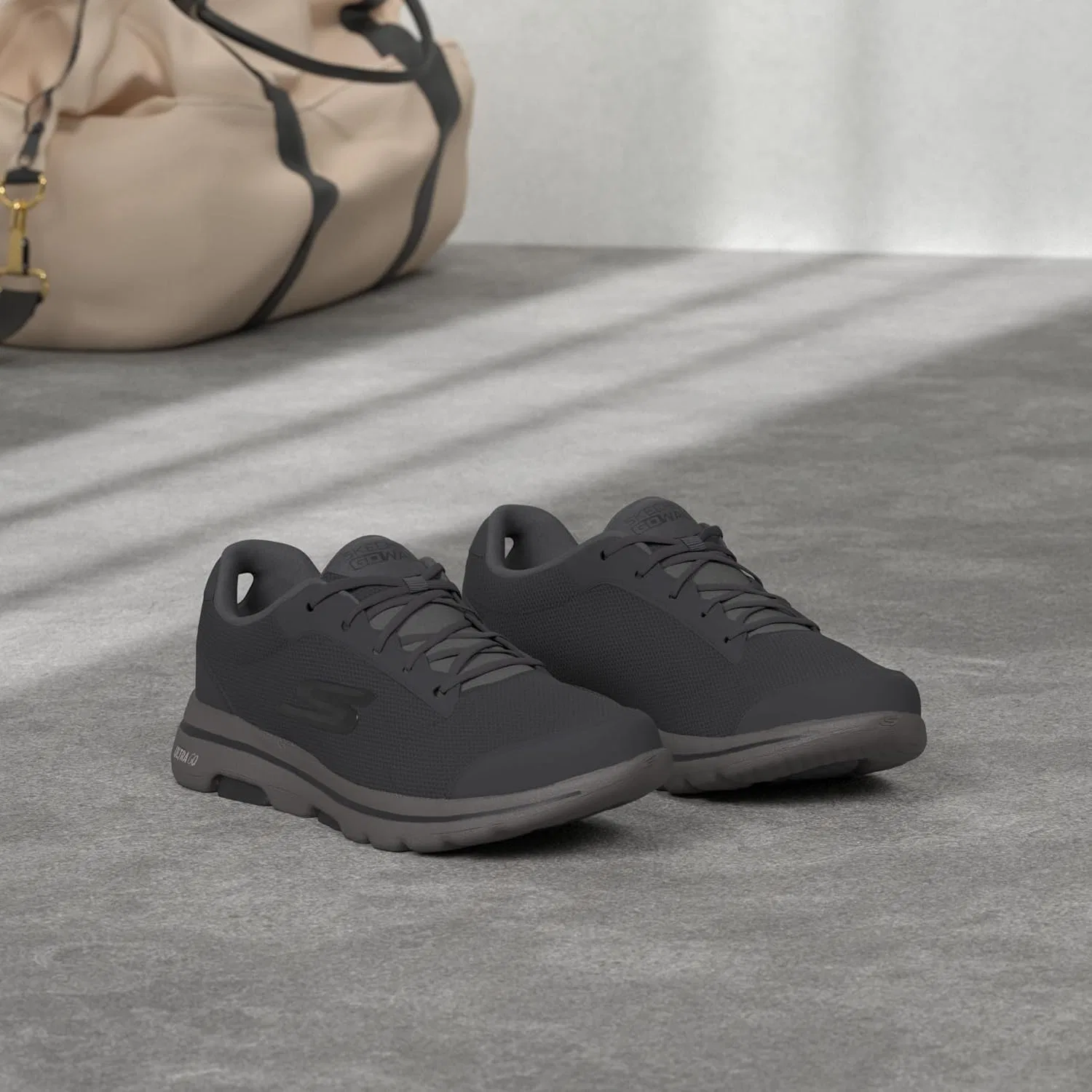 Мужские кроссовки SKECHERS Go Walk 5 Qualify, Charcoal Textile Synthetic Black Trim — фото 2