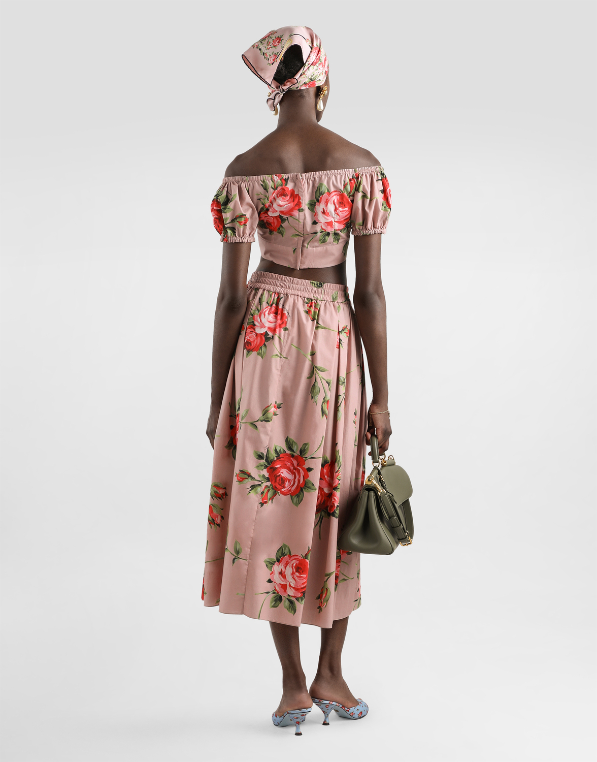 Хлопковый топ с принтом "букет роз" DOLCE & GABBANA, мультиколор — фото 3