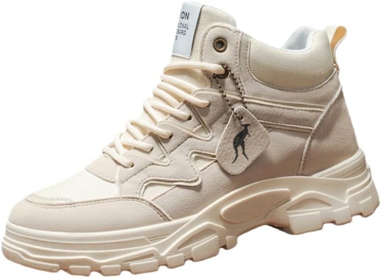 

Мужские ботинки Clolinde большого размера с высокой подошвой и высокой голенью - верх из ПУ с мягкой подкладкой, обеспечивающий комфорт на весь день для активного отдыха и походов, бежевый