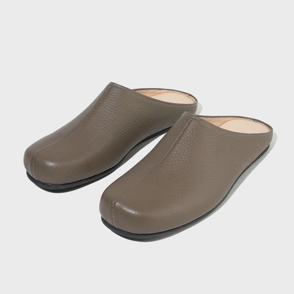 Унисекс мюли Minimal Volume Toe из натуральной кожи хаки-коричневые от Firenze.A