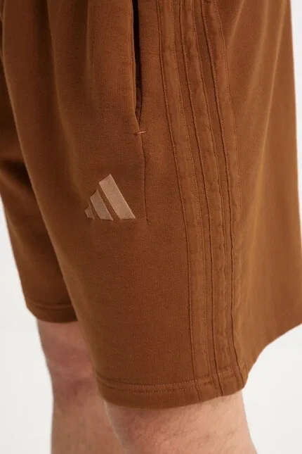 Шорты хлопковые Adidas, коричневый — фото 4