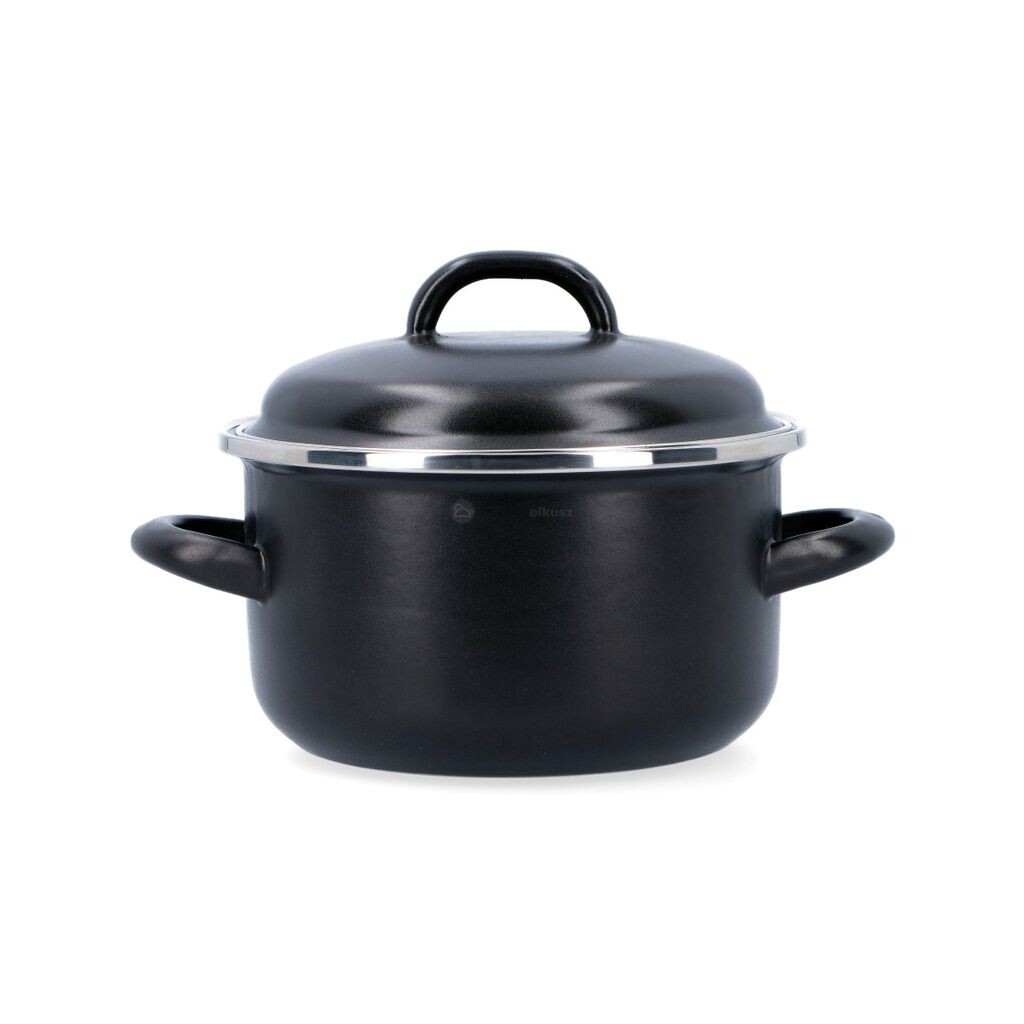 

Кастрюля эмалированная с крышкой Belis Lux, черная, 2,2л, 18см