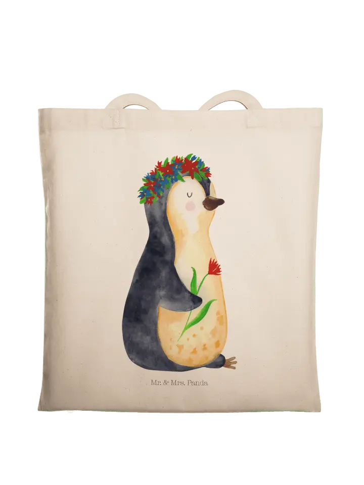 

Сумка для переноски Mr & Mrs Panda Pinguin Blumen ohne Spruch, кремовый, Бежевый, Сумка для переноски Mr & Mrs Panda Pinguin Blumen ohne Spruch, кремовый
