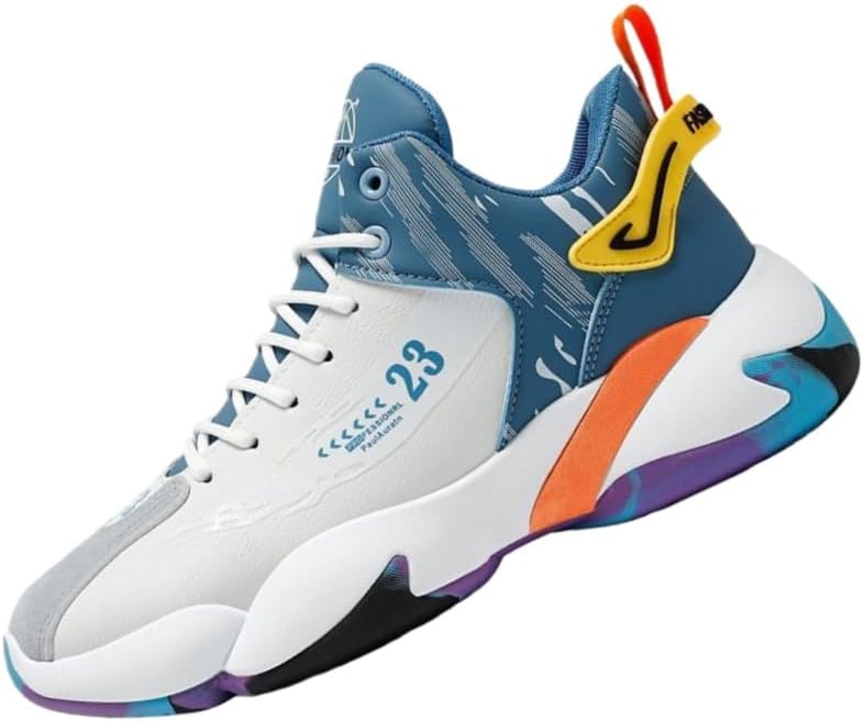 

Мужские повседневные высокие спортивные кроссовки - противоскользящая резиновая подошва - дышащие и удобные - подходят для баскетбола, бега, фитнеса и повседневной носки Clolinde, белый/синий