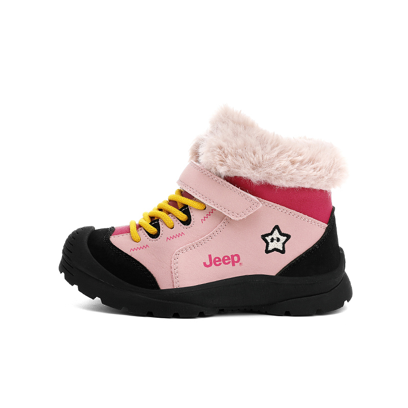 

Explorer 20 детские утепленные нескользящие износостойкие ботинки Jeep, cherry blossom розовый/elf желтый[thick cotton]