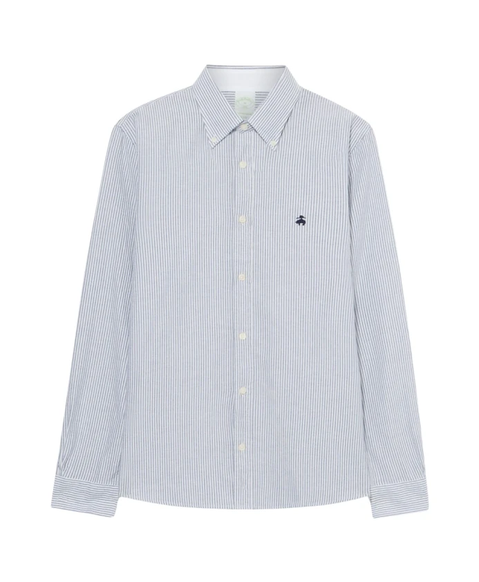 

Приталенная рубашка в оксфордском стиле с воротником на пуговицах. Brooks Brothers, синий