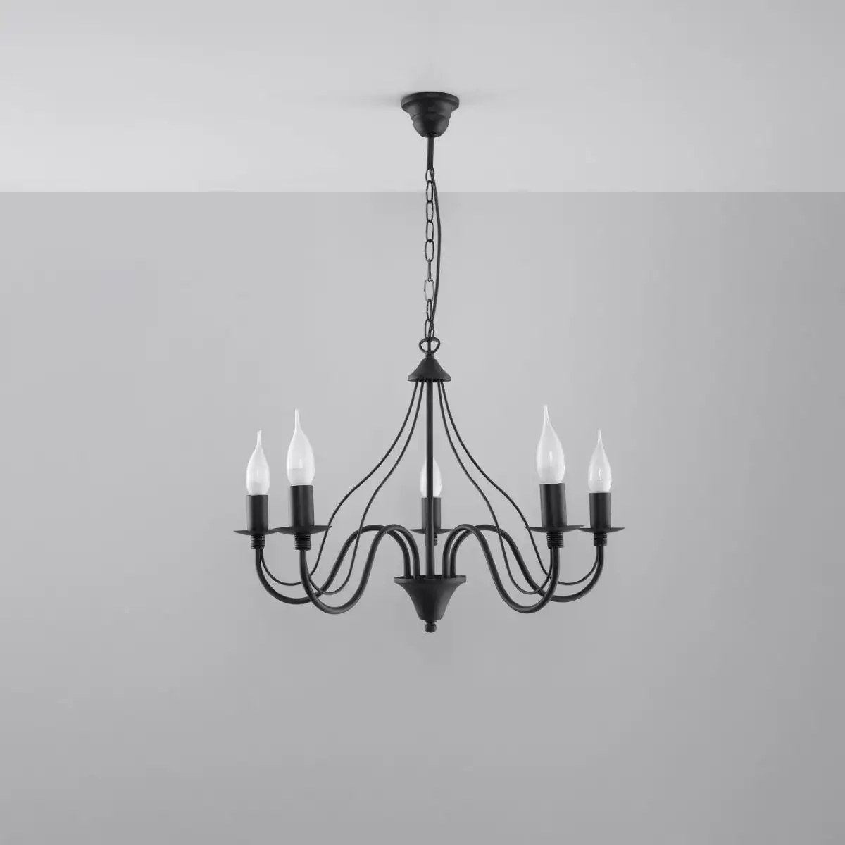 

SOLLUX люстра "MINERWA", 5 языков пламени, лампа E14 | без лампы, слякотный режим SOLLUX lighting Высота: 80 см, черный