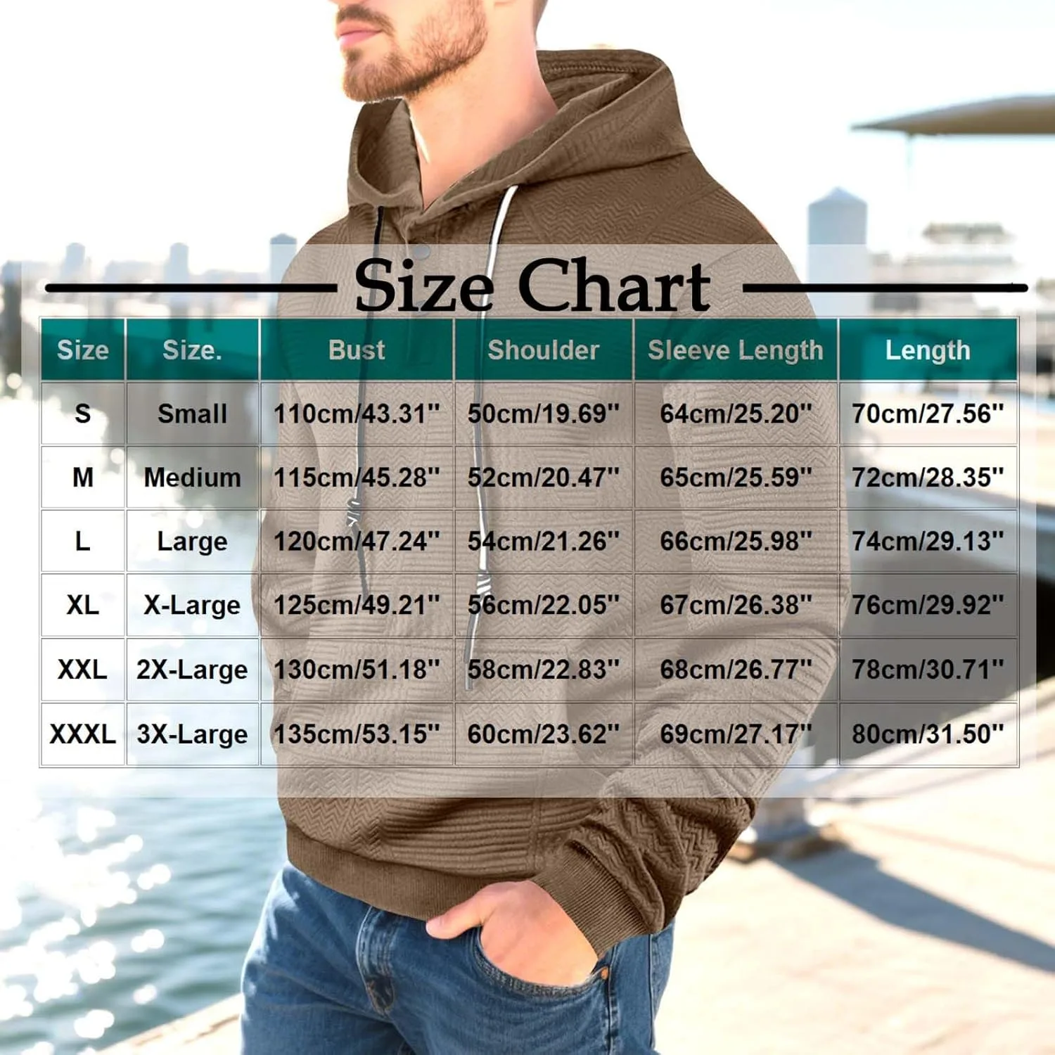 Мужской джерси пуловер с капюшоном и кнопками Slim Fit — фото 3
