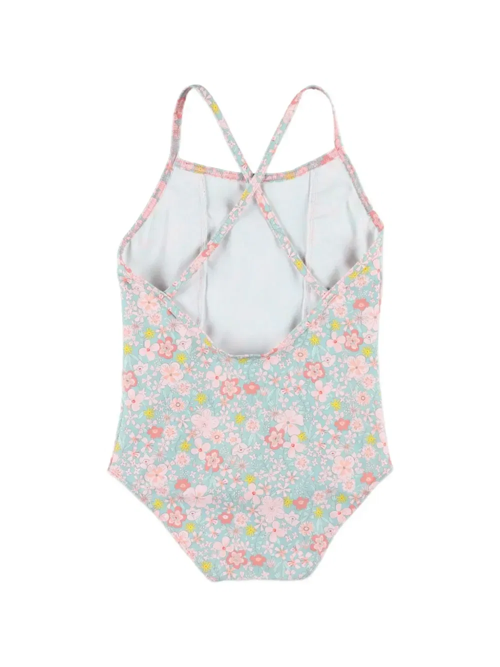 Купальник с цветочным принтом и оборками Petit Bateau, синий — фото 2