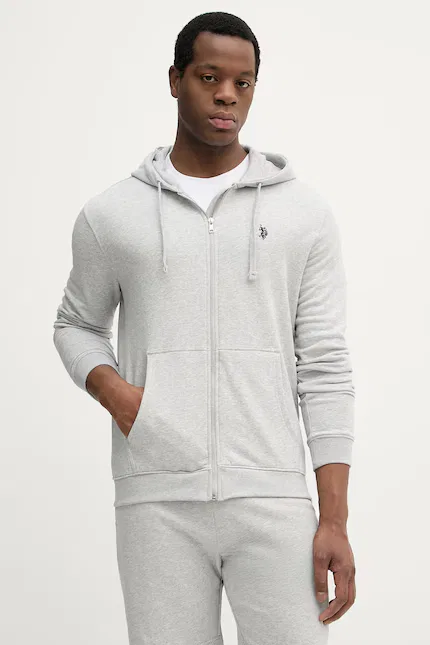 Толстовка на молнии хлопковая DHM LB U.S. Polo Assn., серый
