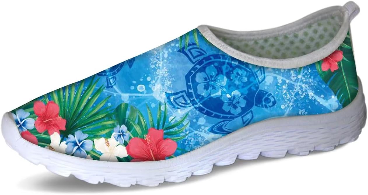 

Кроссовки Forchrinse Panda для женщин и мужчин Go Walk Slip-on для бега и ходьбы, Sea Turtle Hawaiian Hibiscus
