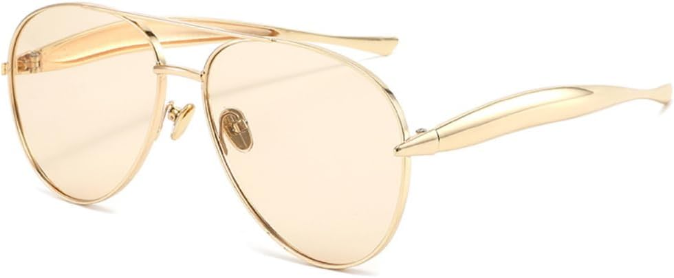 

Модные солнцезащитные очки-авиаторы большого размера для женщин и мужчин, в стиле ретро 70-х, с золотистой металлической оправой и защитой от УФ-излучения UV400, модель BS2300 BAODAREN, Gold Frame - Champagne Lens