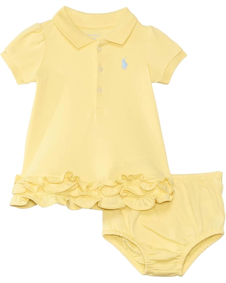 

Платье Polo Ralph Lauren Kids Ruffled Cotton Polo Dress & Bloomer, цвет Banana Peel With Blue Pp