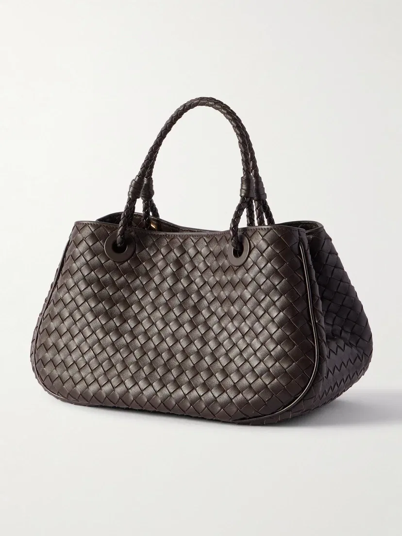 Средняя кожаная сумка-тоут Basket intrecciato BOTTEGA VENETA, коричневый — фото 3