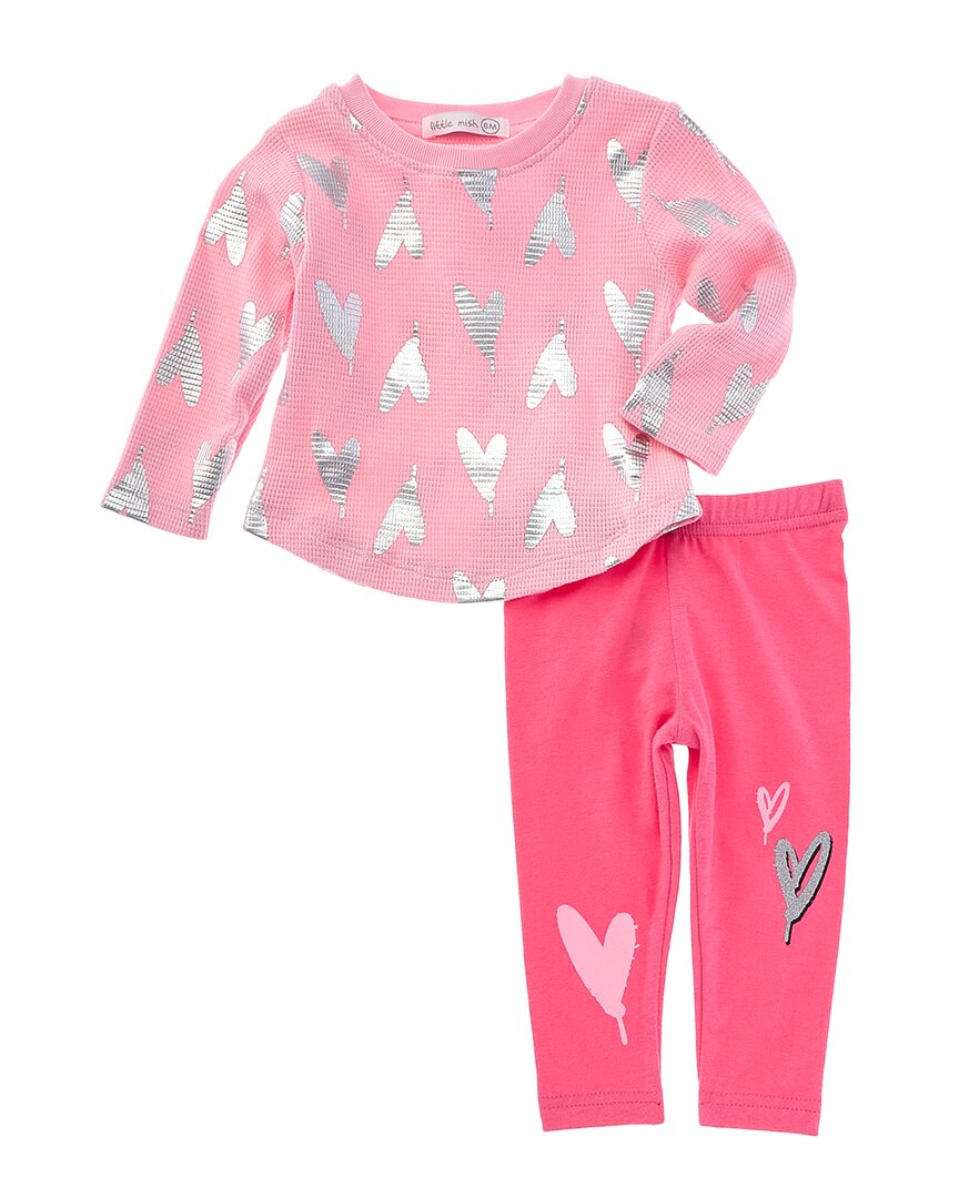 

LITTLE MISH Комплект из 2 предметов Love Top & Leggings, розовый