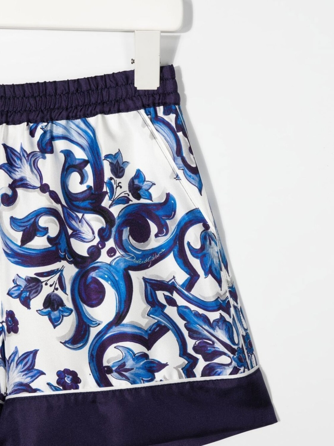 Dolce & Gabbana шорты с завышенной талией и принтом Majolica, синий — фото 3