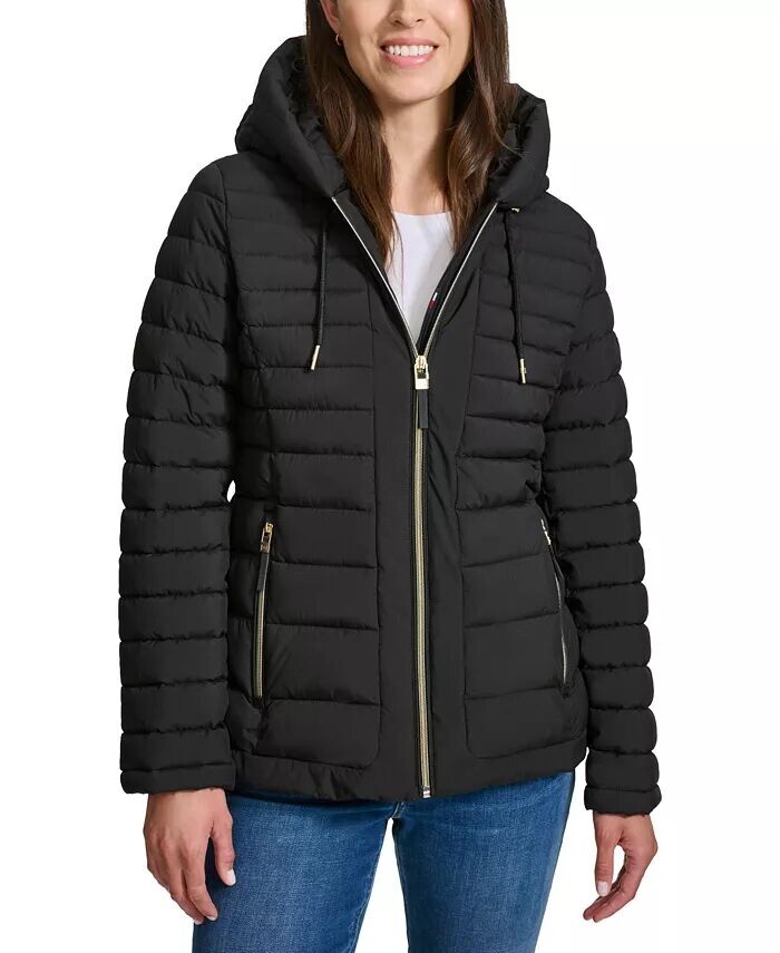 

Женское складное стеганое пальто с капюшоном Tommy Hilfiger, черный