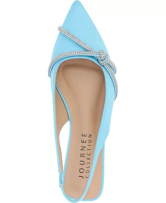 Женские туфли Rebbel Rhinestone Knot Slingback Flats Journee Collection, синий — фото 4