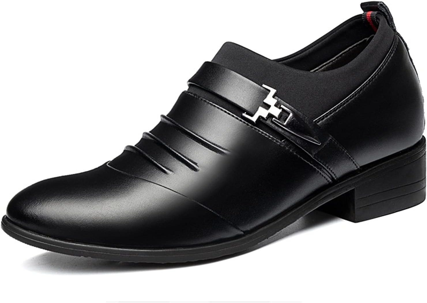 

Мужские оксфорды с монк-ремнем, с пряжкой и складками, на подъеме 7 см, кожаные, с противоскользящей резиновой подошвой, низкие повседневные (Цвет: черный Taller.5) Evser