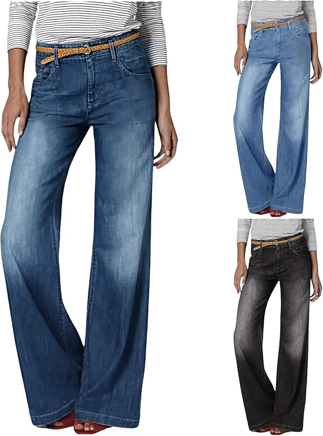 Джинсы свободного кроя, Wide Leg Jeans, темно-синие