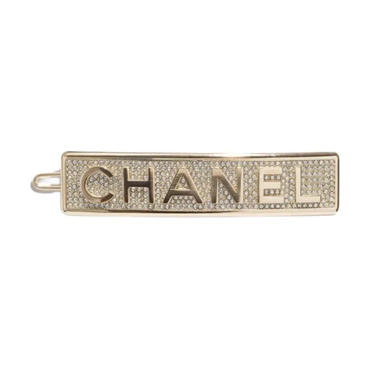 CHANEL Зажим для волос с оригинальным дизайном и стразами, серебристый