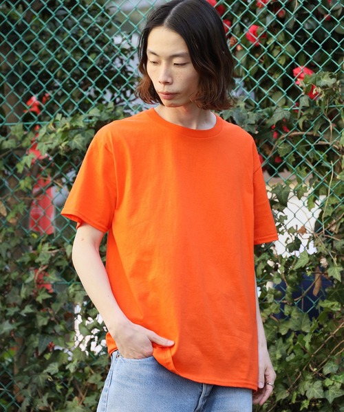 

Футболка с коротким рукавом, однотонная, из хлопка плотностью 150 г GILDAN, оранжевый