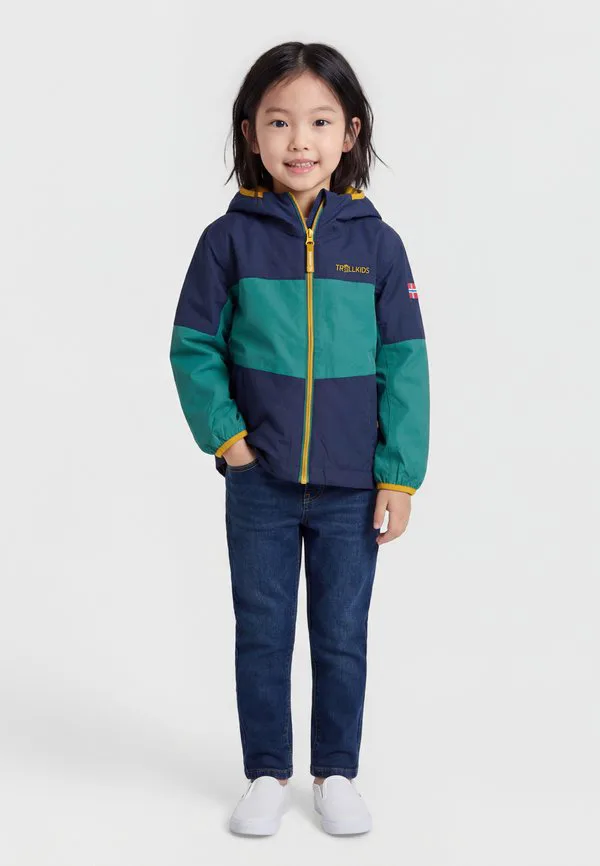Водонепроницаемая куртка унисекс bjordal Trollkids, Jungle Green/Navy