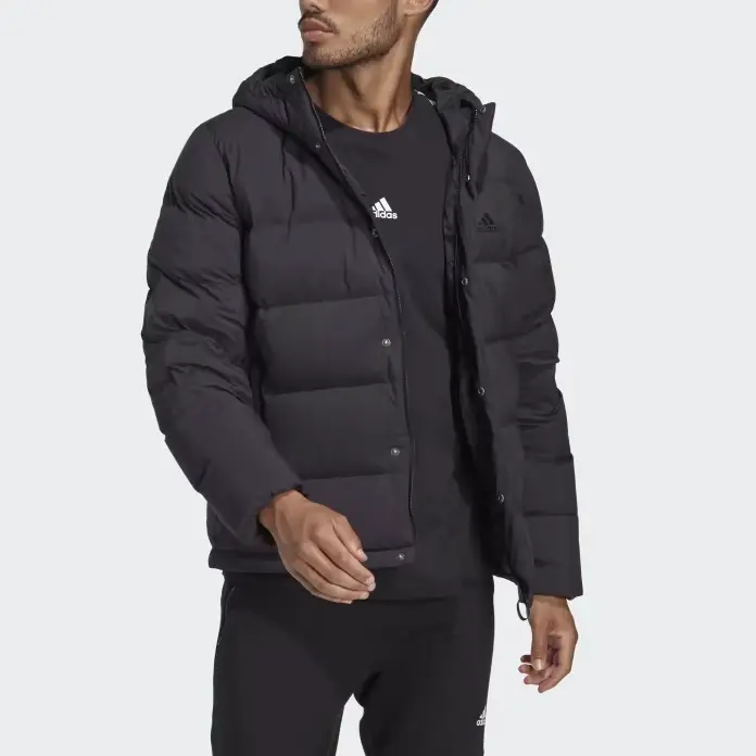 Пуховик adidas Helionic Hooded, черный