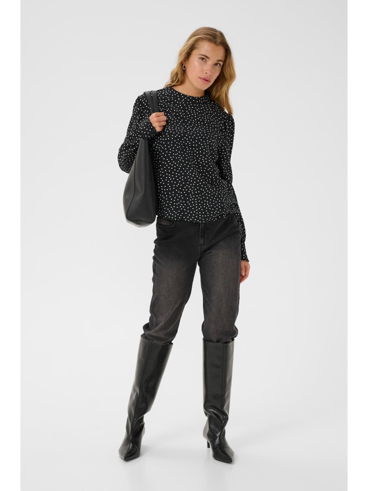 

Kaffe Блузка с длинными рукавами KArea, стандартный крой, черный цвет, меловая точка