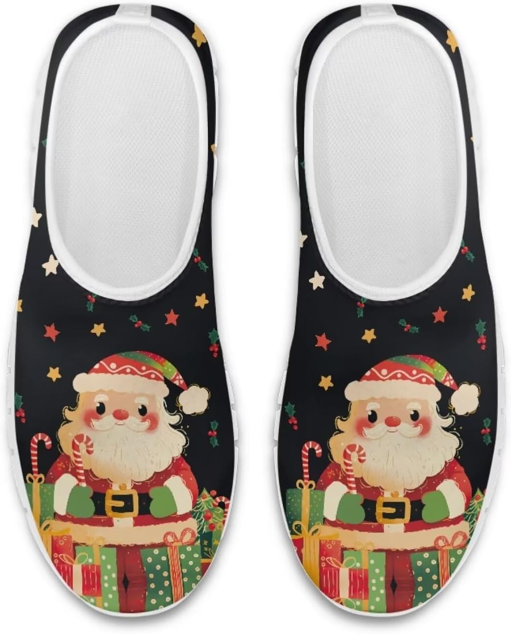 

Женские и мужские кроссовки Belidome без шнурков низкие для отдыха и бега по дорожкам, легкие, Xmas Santa Claus