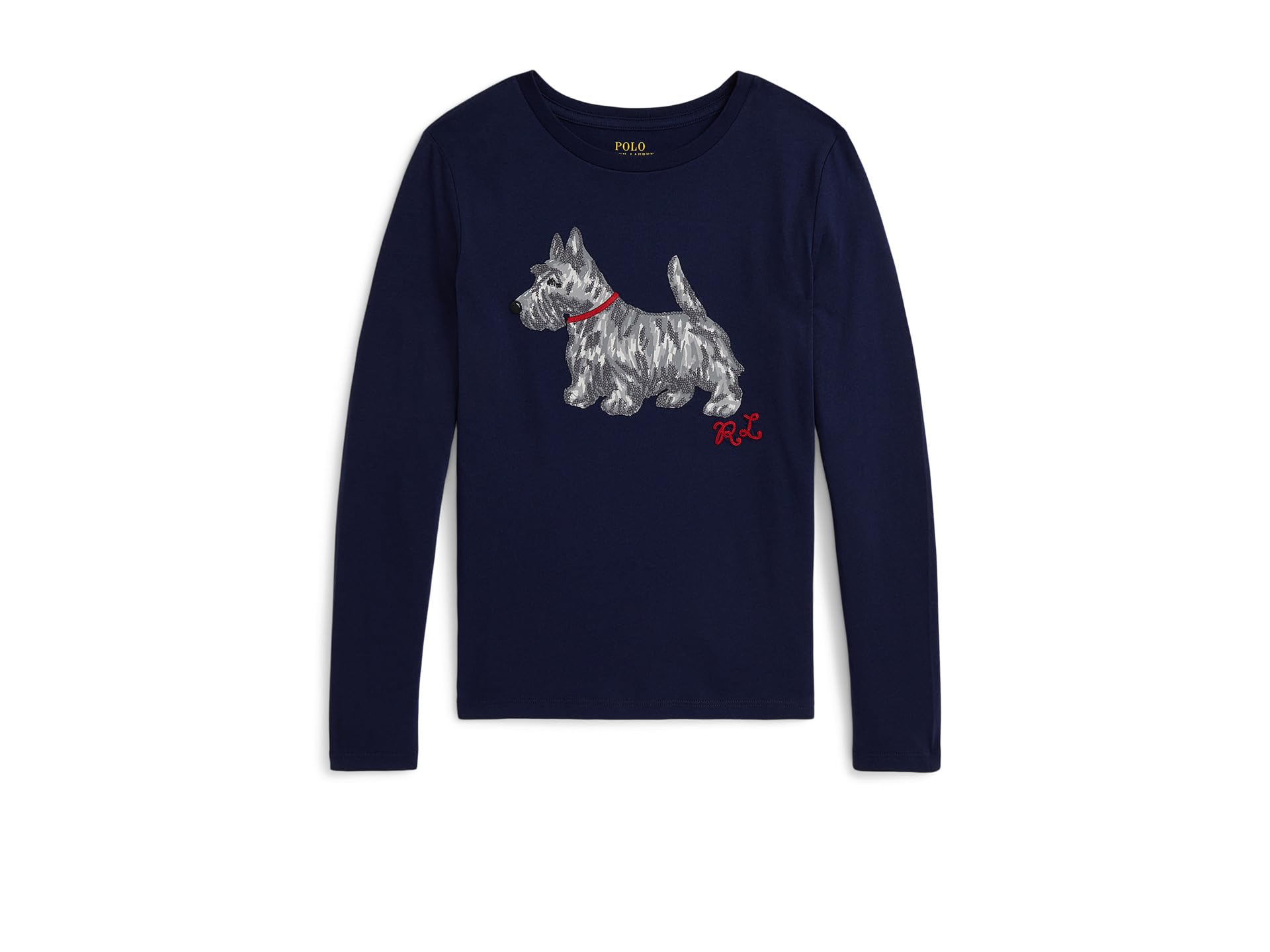 

Футболка Polo Ralph Lauren Kids Dog-Print Cotton Long Sleeve Tee, цвет Refined Navy