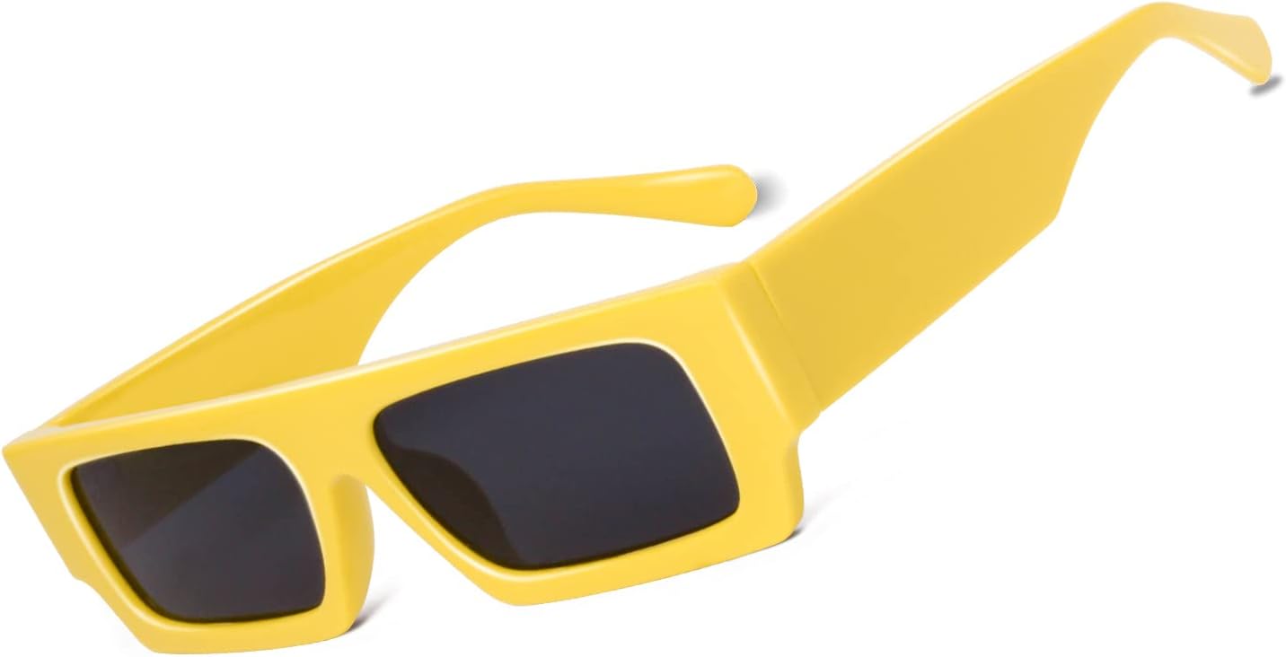 

Прямоугольные солнцезащитные очки, винтажные узкие квадратные солнцезащитные очки в стиле 90-х для мужчин и женщин, модные классические солнцезащитные очки Hanj, Yellow