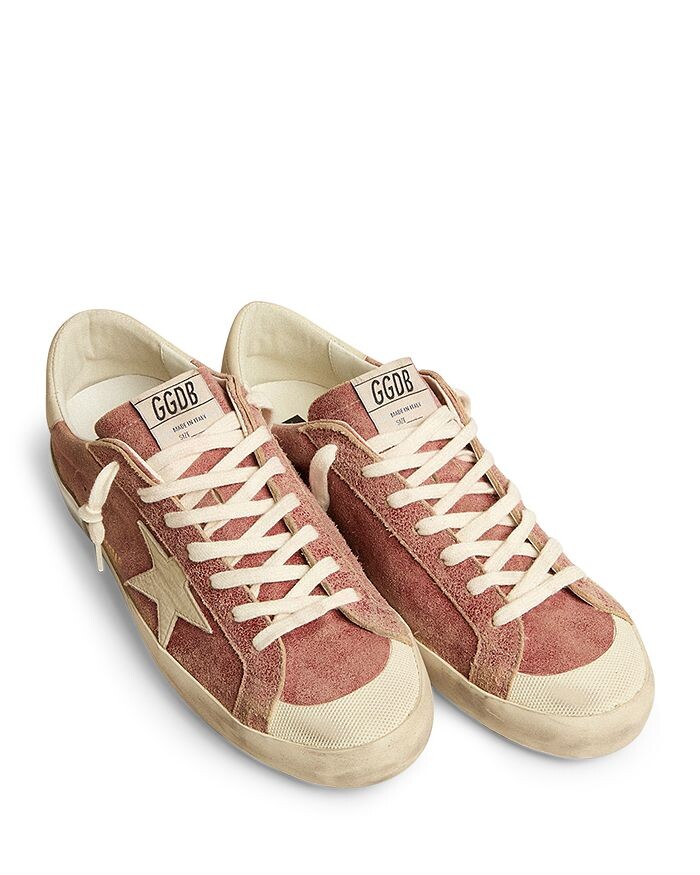 Мужские кроссовки Golden Goose Super-Star на шнуровке, розовый — фото 2