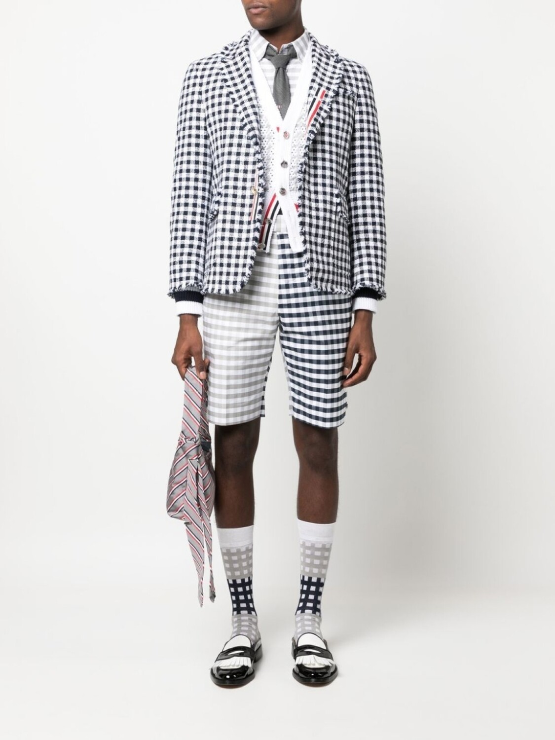 

Thom Browne RWB gingham Oxford shirt, серый
