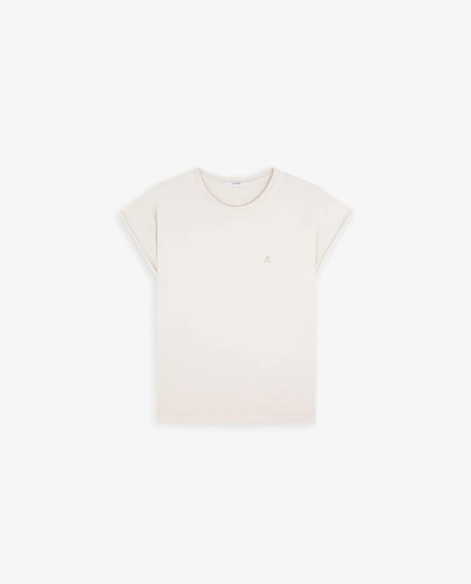 

Базовая женская хлопковая футболка с вышитым логотипом Scalpers, бежевый