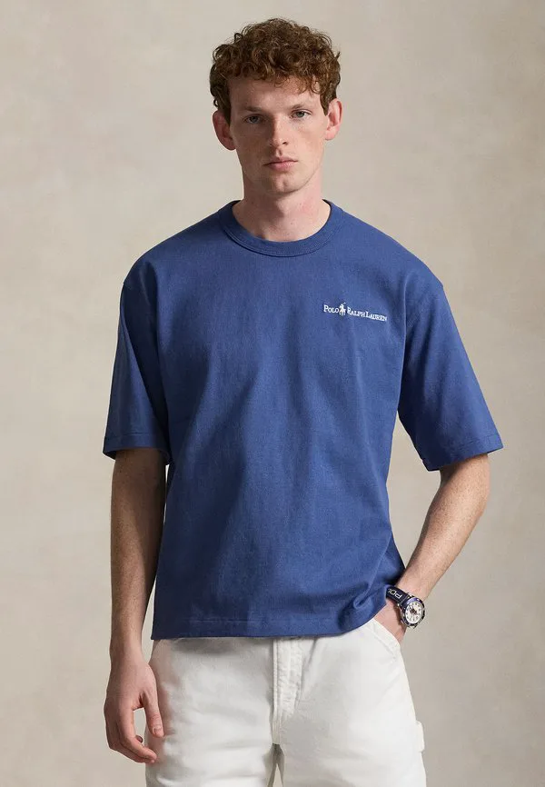 Футболка свободного кроя с логотипом, базовая футболка Polo Ralph Lauren, Earth Blue
