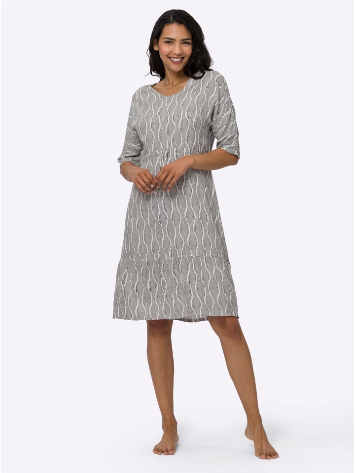 

Летнее платье с принтом цвета экрю и антрацита Sieh an!