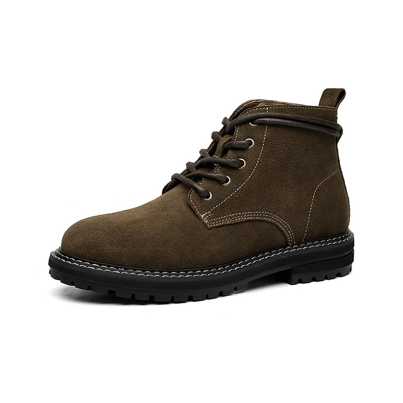MODENGPAN Короткие мартинсы 3 см мужские коричневые тёмно-хаки, цвет Dark Khaki — фото 3